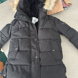 Sam Edelman Black Puffer Jacket with Faux Fur Trim